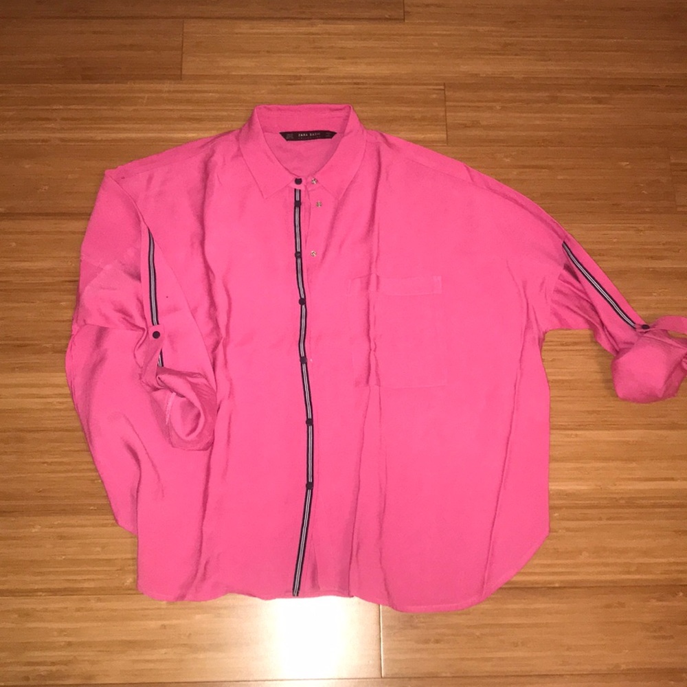 Zara hot pink casual shirt